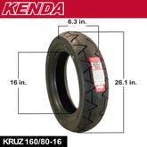 Kenda Kruz K673  160/80-16 75H Motorcycle Rear Street Tire - for Larger Cruisers and Touring Bikes (160- 80 16 75H) with Kenda Keychain